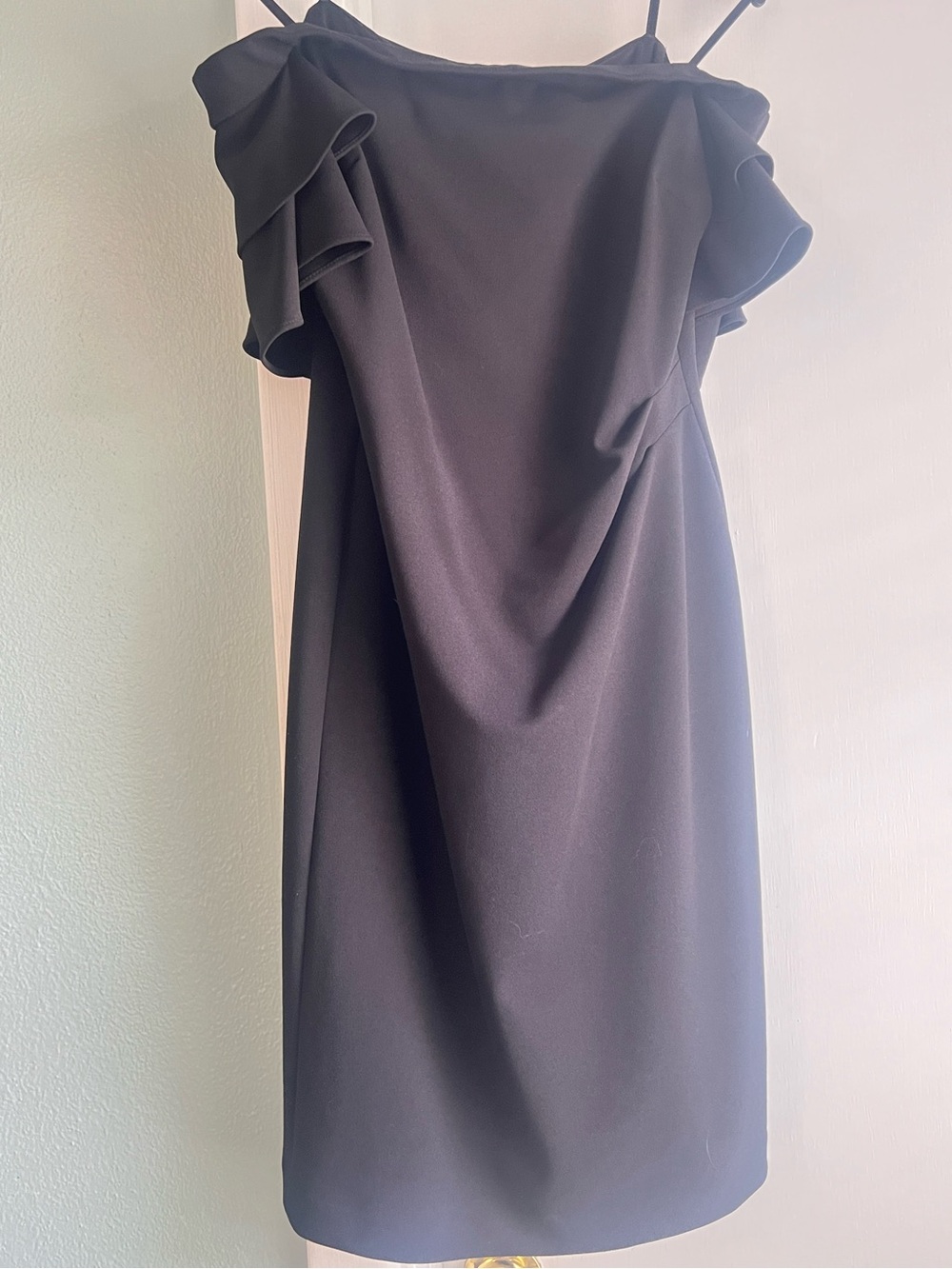 Ralph Lauren Black One-Shoulder Ruffle-Trim Dress